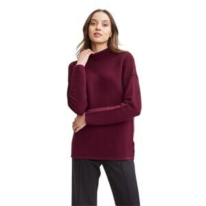 NWT T Tahari Funnel Neck Ottoman Sweater Bordeaux Red - Size Medium